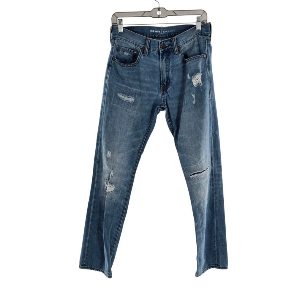 Old Navy Slim Rip-and-Repair Jeans for Men‎ - mid Wash - 30x 32 - Picture 2 of 2